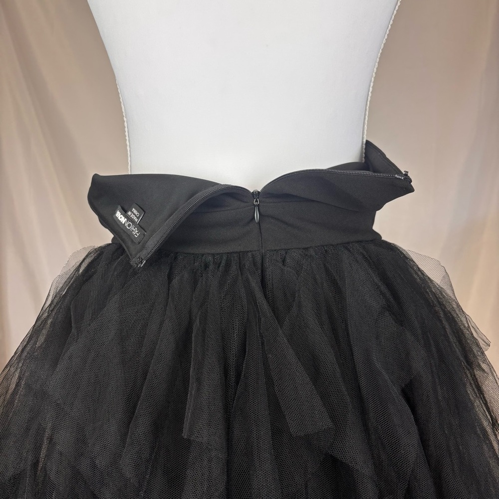 Fashion Nova Black Strapless Sheer Tulle Dress Built-In Briefs M Whimsigoth NEW - Picture 7 of 12